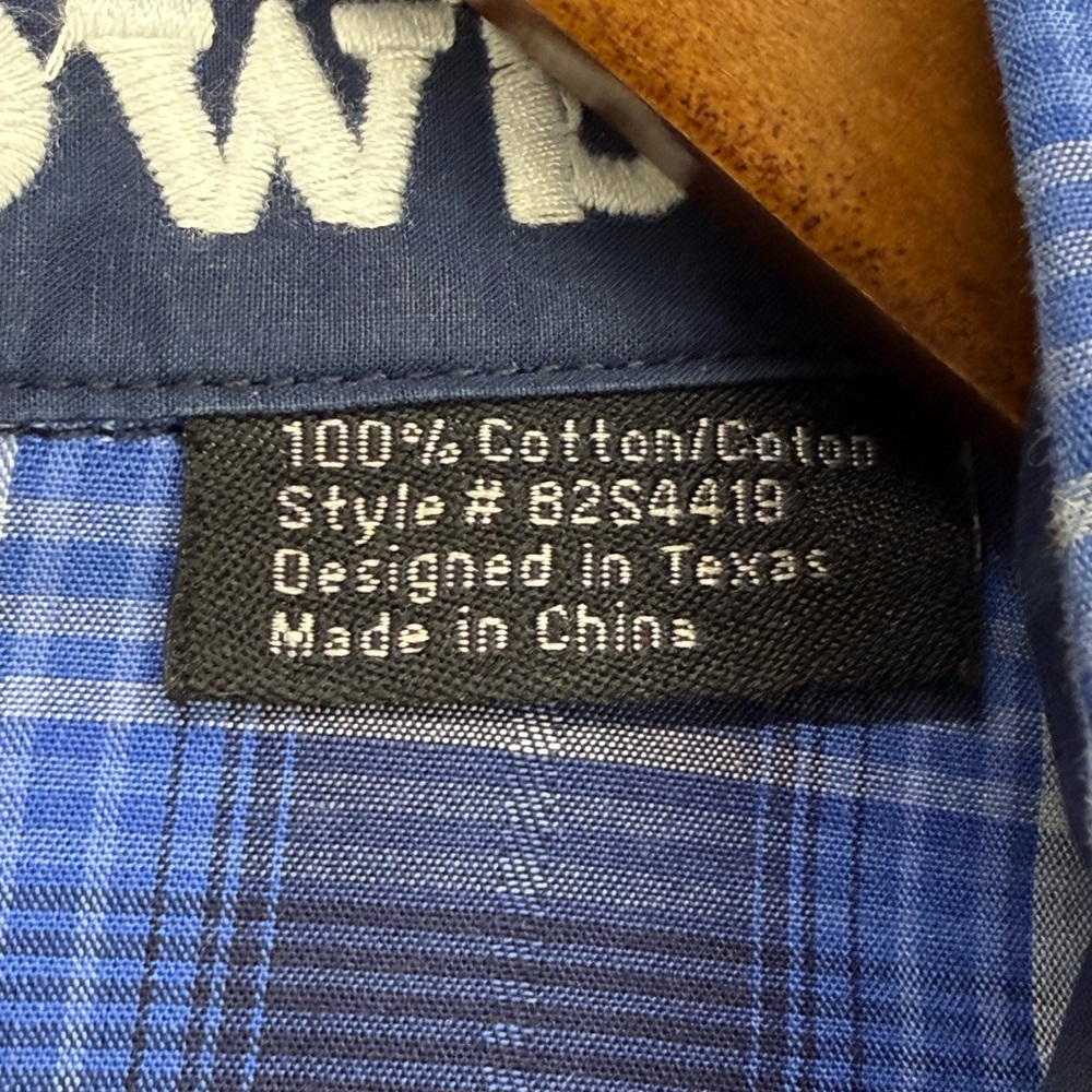 Rock & Roll Cowboy size XL Men’s Blue Plaid Pearl Snap Long Sleeve Western Shirt - Picture 6 of 9